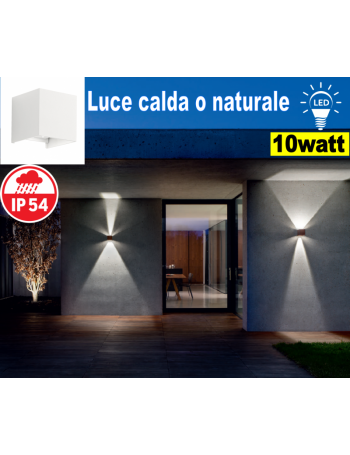 Applique LED biemissione alette regolabili 10w 3000k 4000k ip54 bianco GES840c Ges840n