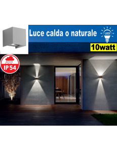 Applique LED biemissione alette regolabili 10w 3000k 4000k ip54 alluminio GES862c Ges862n