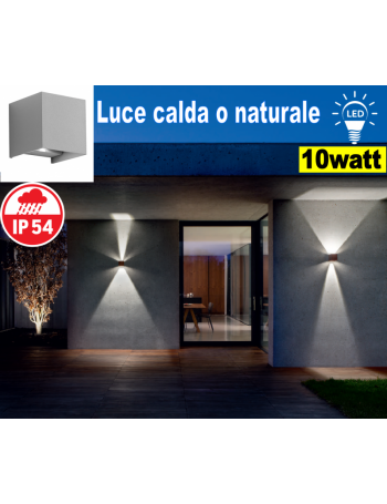 Applique LED biemissione alette regolabili 10w 3000k 4000k ip54 alluminio GES862c Ges862n