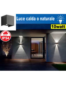 Applique LED biemissione alette regolabili 10w 3000k 4000k ip54 antracite GES861c Ges861n