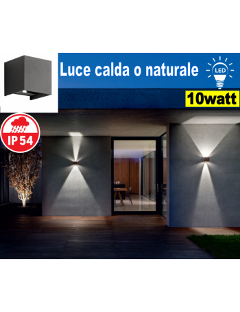 Applique LED biemissione alette regolabili 10w 3000k 4000k ip54 antracite GES861c Ges861n