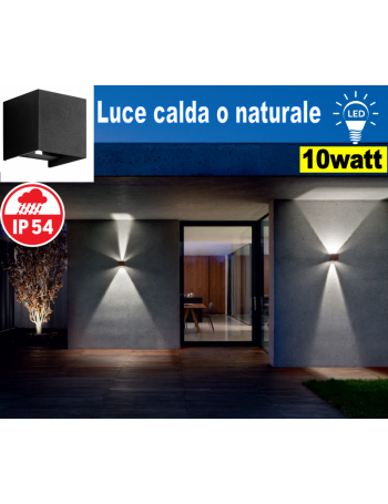 Applique LED biemissione alette regolabili 10w 3000k 4000k ip54 nero GES863c Ges863n