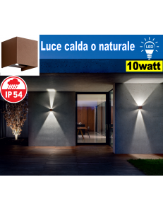 Applique LED biemissione alette regolabili 10w 3000k 4000k ip54 ruggine GES864c Ges864n