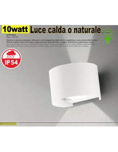 Applique LED biemissione alette regolabili 10w 3000k 4000k ip54 bianco GES870c Ges870n