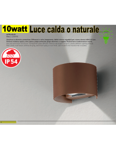 Applique LED biemissione alette regolabili 10w 3000k 4000k ip54 ruggine GES874c Ges874n