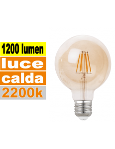 Lampadina E27 led 12 w globo vetro ambra vintage luce calda 2200k