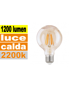 Lampadina E27 led 12 w globo max vetro ambra vintage luce calda 2200k