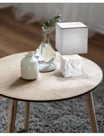 Adda lumetto ceramica effetto pietra con paralume in tessuto grigio