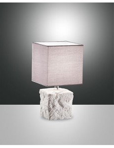 Adda lumetto ceramica effetto pietra con paralume in tessuto grigio 2