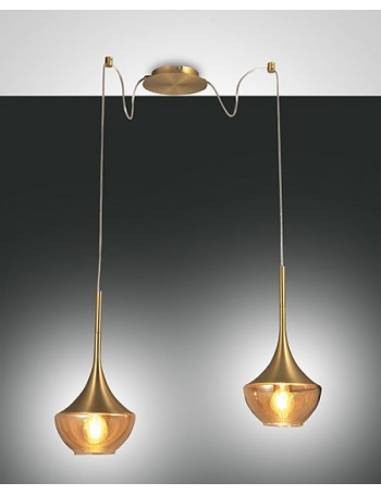 Apollo lampada decentrabile vetro soffiato ottone satinato E27 vetro soffiato