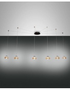 Arabella sospensione decentrabile LED 48w dimmerabile 6 diffusori ambra 2