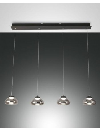 Arabella sospensione barra LED 32w dimmerabile 4 diffusori vetro fume 