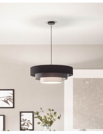 Brava lampadario moderno Ø60 rotondo tessuto sfumature grigio
