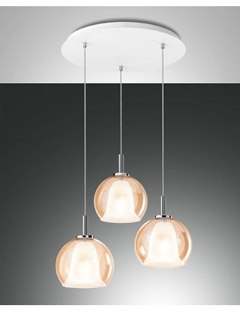 Bretagna lampadario grappolo ambra E27 vetro borosilicato
