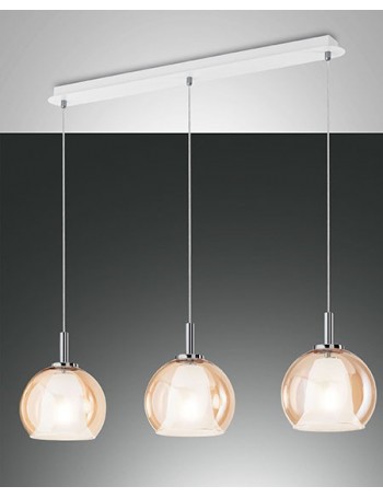 Bretagna lampadario barra 3 diffusori ambra vetro borosilicato