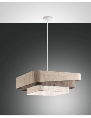 Camargue lampadario moderno quadrato tessuto sfumature beige