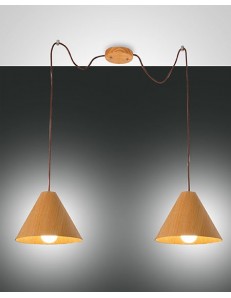 Esino lampada decentrabile 2 diffusori legno cono color quercia