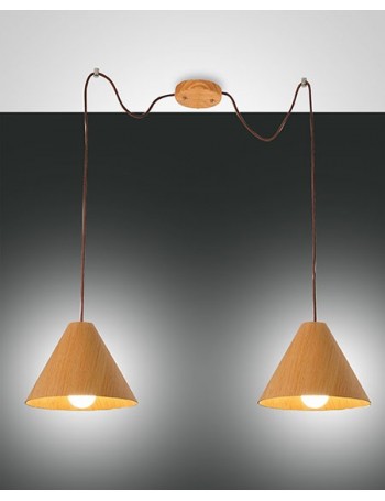 Esino lampada decentrabile 2 diffusori legno cono color quercia 