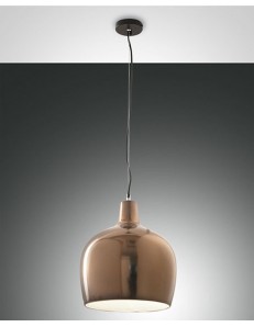 Glossy grande lampadario conico ceramica bronzata specchiata 2