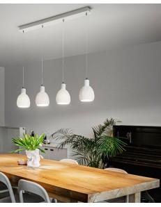 Marina Sospensione 4 luci ceramica bianco Ø15