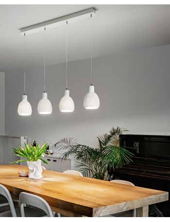 Marina Sospensione 4 luci ceramica bianco Ø15