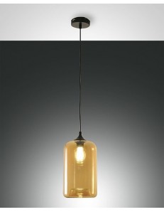 Silo pendel lampada vetro soffiato cucina ambra E27