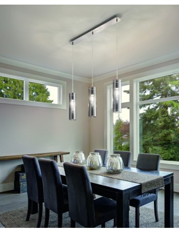 Sintesi lampadario vetro borosilicato fumee diffusori cilindrici E27