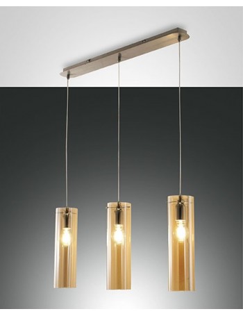 Sintesi lampadario vetro borosilicato ambra diffusori cilindrici E27