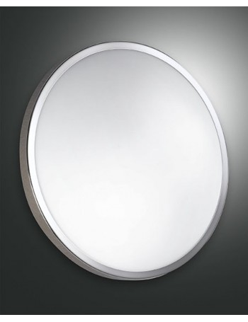 Plaza led big plafoniera tonda 24w bordo cromo e vetro