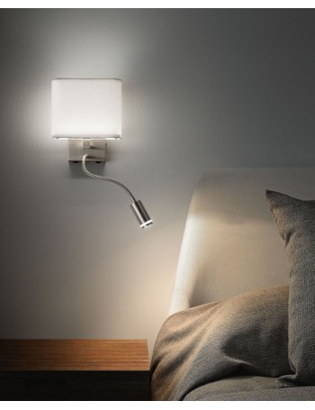 Vietri aplique LED camera con braccio flessibile lettura nickel