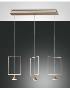 Sirio sospensione oro dimmimerabile LED 24w diffusori quadrati