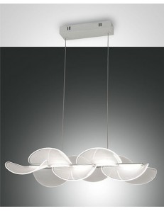Sylvie lampadario LED 30w dimmerabile rettangolare petali bianchi