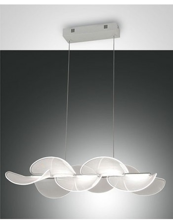 Sylvie lampadario LED 30w dimmerabile rettangolare petali bianchi