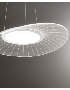 Vela grande lampadario soggiorno LED 40w dimmerabile bianco e trasparente