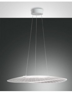 Vela grande lampadario soggiorno LED 40w dimmerabile bianco e trasparente 2