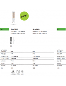 Lampadina 7watt led G9 trasparente luce naturale 4000k 2