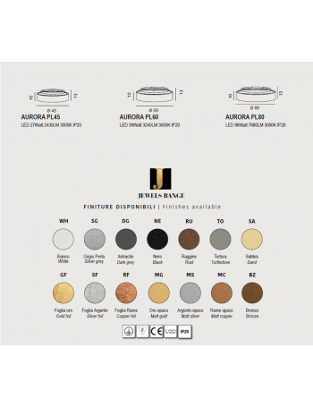 AURORA plafoniera LED rotonda metallo vari colori Ø45 27watt 2430 lumen 3000k