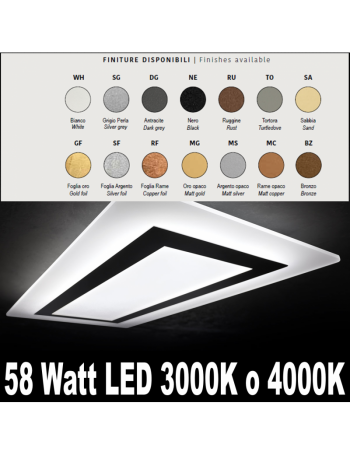 OBLIO Plafoniera 58watt LED rettangolare 3000k o 4000k vari colori