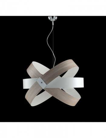 Wood lampadario moderno soggiorno pvc effetto legno nocciola Ø62