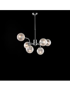 Ikarus lampadario camera minimalista cromo e sfere trasparenti