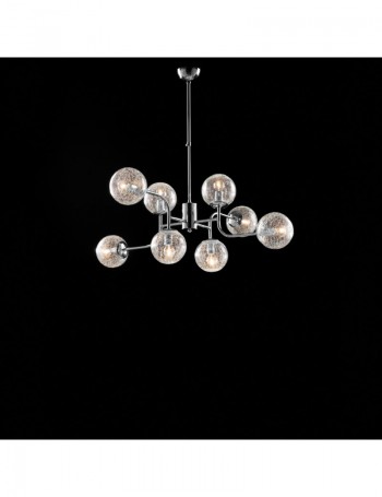 Ikarus lampadario cucina minimalista cromo e sfere trasparenti