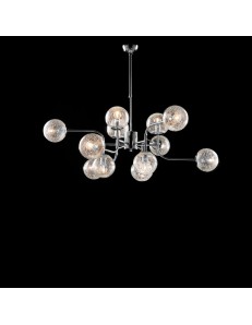 Ikarus lampadario soggiorno minimalista cromo e sfere trasparenti