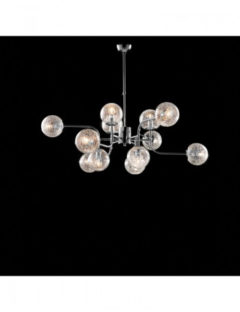 Ikarus lampadario soggiorno minimalista cromo e sfere trasparenti