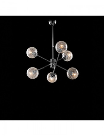 Tresor lampadario camera minimal cromo e sfere trasparenti