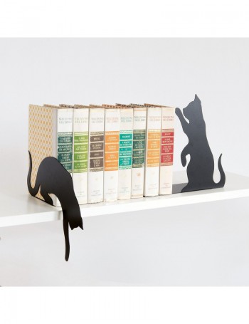 Set Ferma Libri Gatti Nero Goffrato