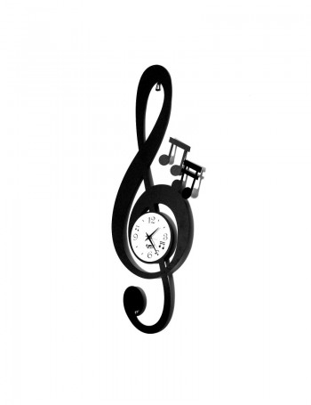 Orologio da parete strano: Chiave Musicale Nero Goffrato
