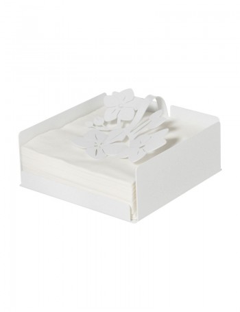 Porta tovaglioli basso floreale Fior di Loto Bianco Marmo