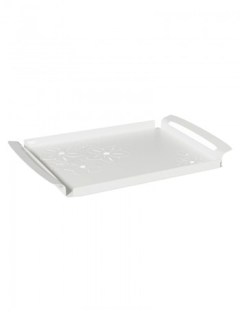Vassoio grande in stile floreale Fior di Loto Bianco Marmo