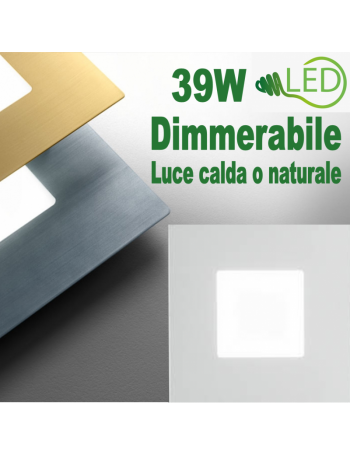 Bilde media plafoniera Led quadrata 39w dimmerabile bianco oro o piombo