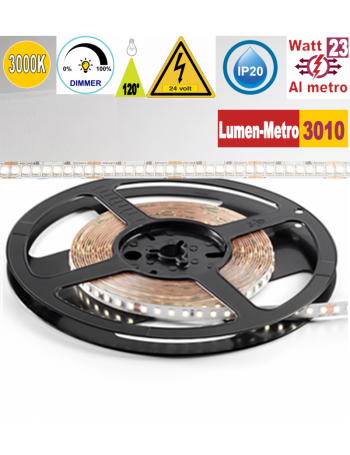 Stricia LED 23w 3000k bobina 5mt dimmerabile IP20 adesiva flessibile 224 led metro
